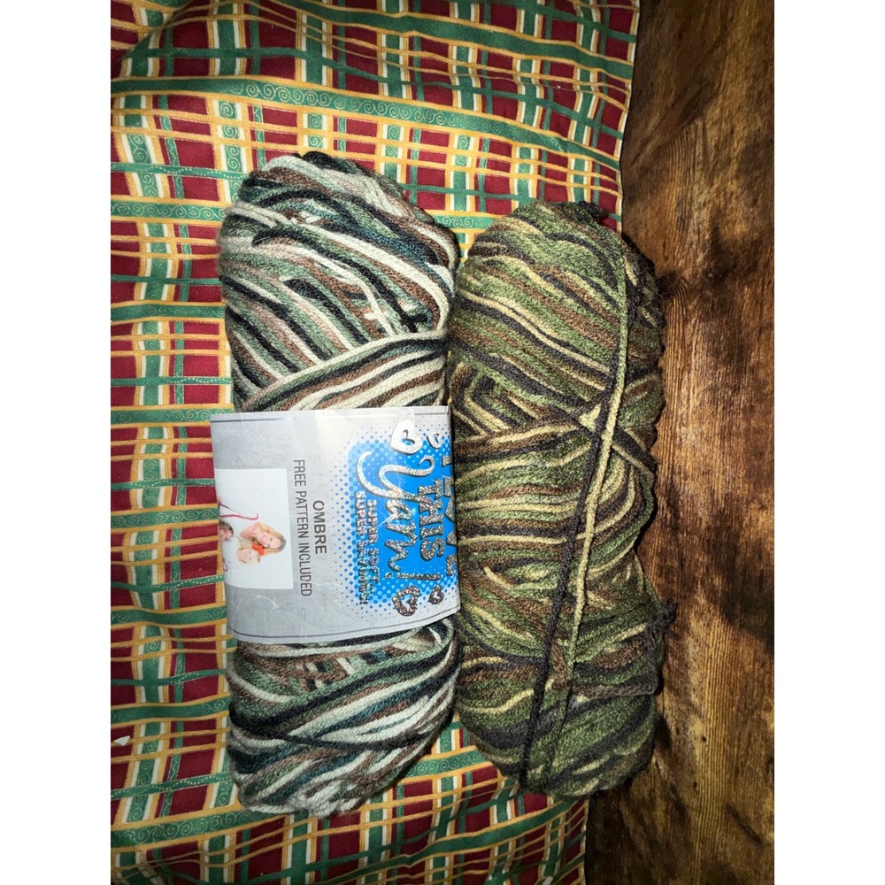 I Love This Yarn! Ombre Green Camo 630 Acrylic Yarn 2 Skeins 504 Yards Total